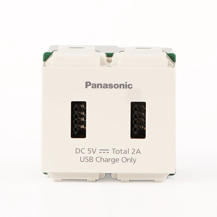 USB socket 2 port 2A, 5V White Wide Panasonic