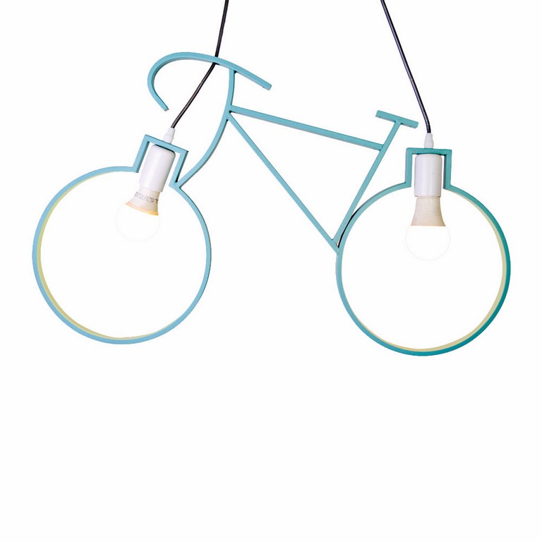 Baby Blue Bicycle Child  Pendant 2 Lamps