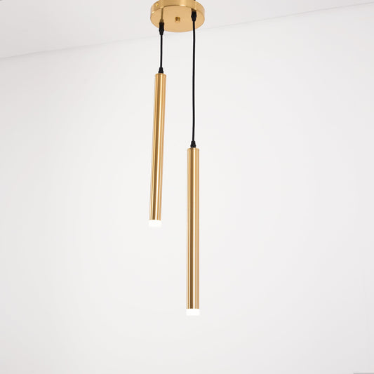 Modern golden double tube pendant