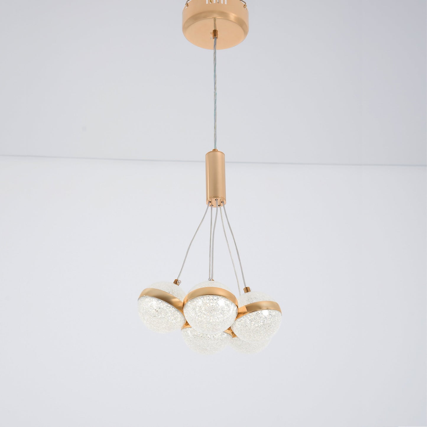 Modern golden ball pendant 5 bulbs