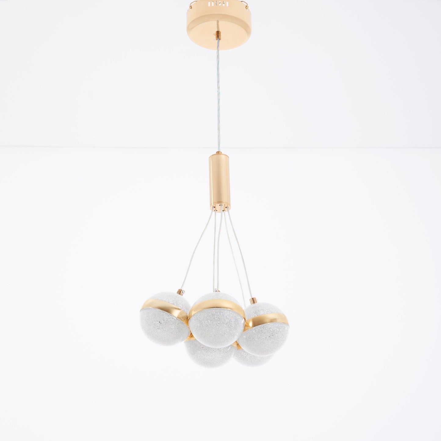 Modern golden ball pendant 5 bulbs