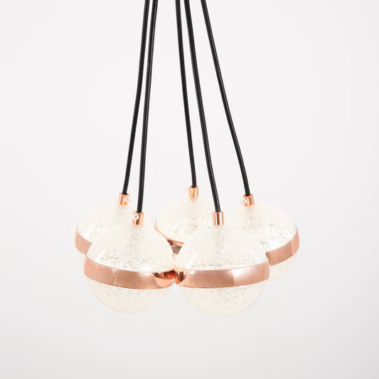 Modern rose gold ball pendant 5 bulbs