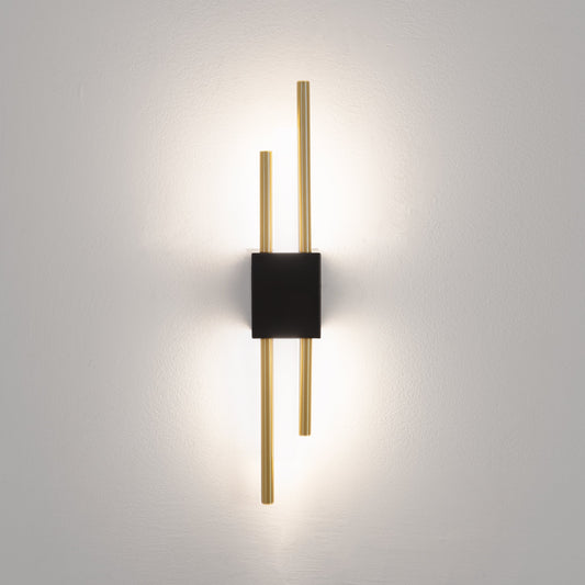 Double Lens Square Gold&Black wall lamp