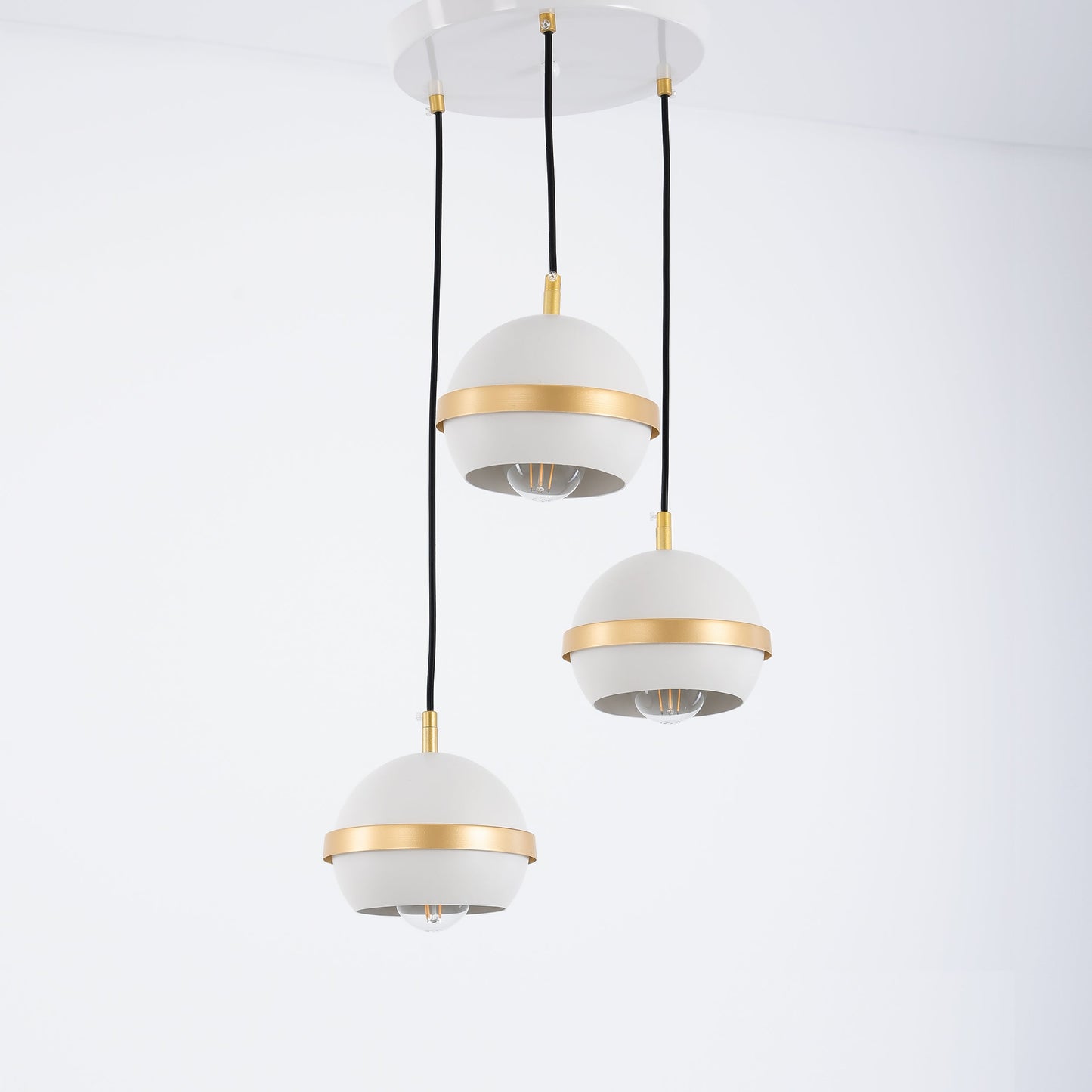 Modern white triple cork pendant