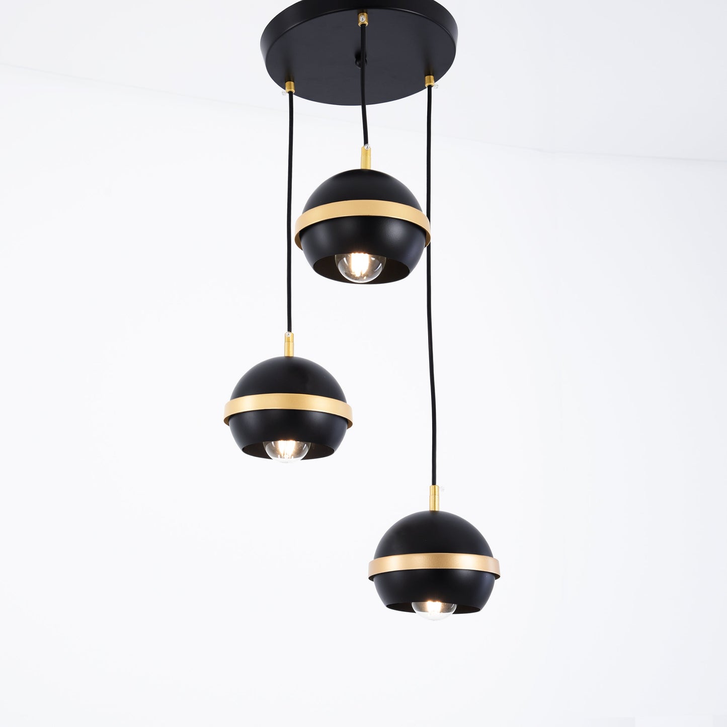 Modern black triple cork pendant