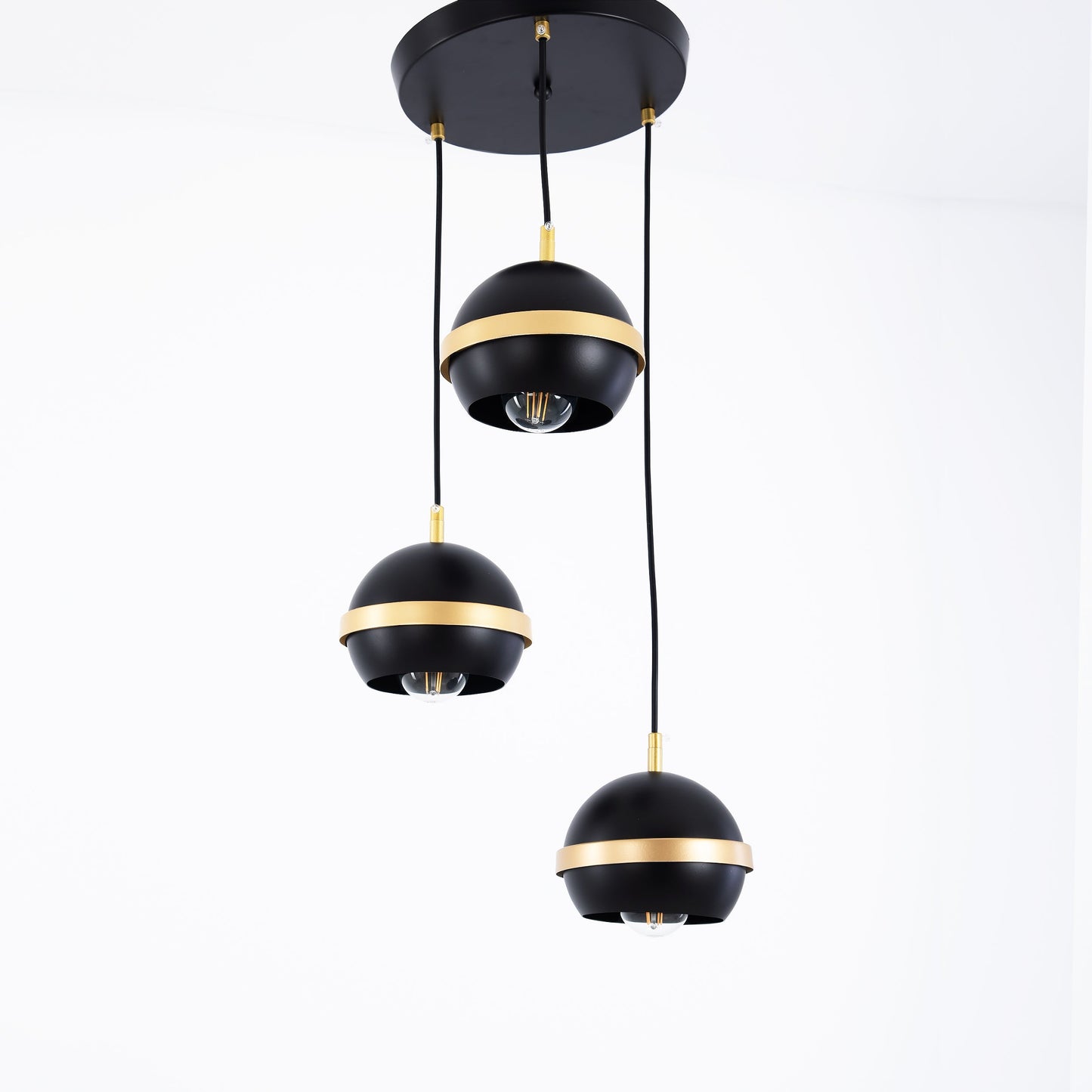 Modern black triple cork pendant