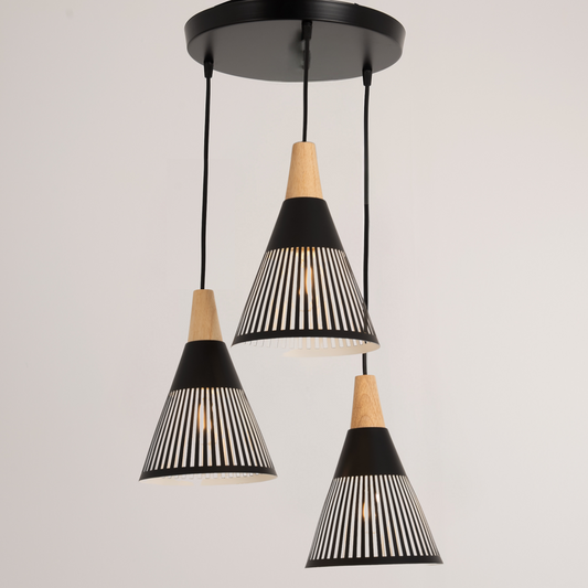 Black Cones Pendant 3 Lamps