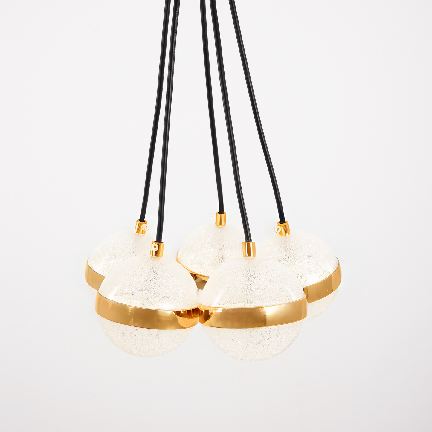 Modern golden ball pendant 5 bulbs