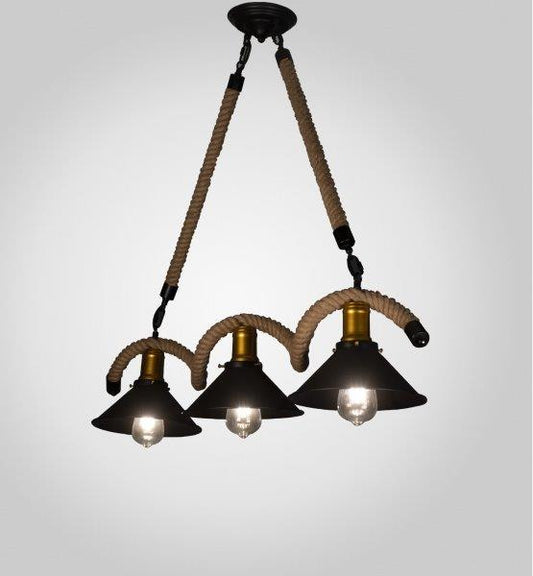 Hemp Rope Rail Pendant 3 Lamps