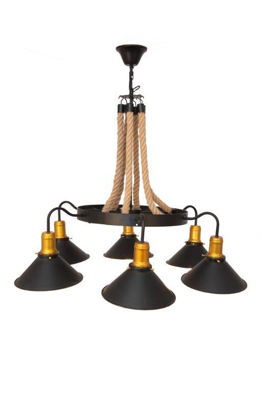 Wheels Rope Chandelier 6 Lamps