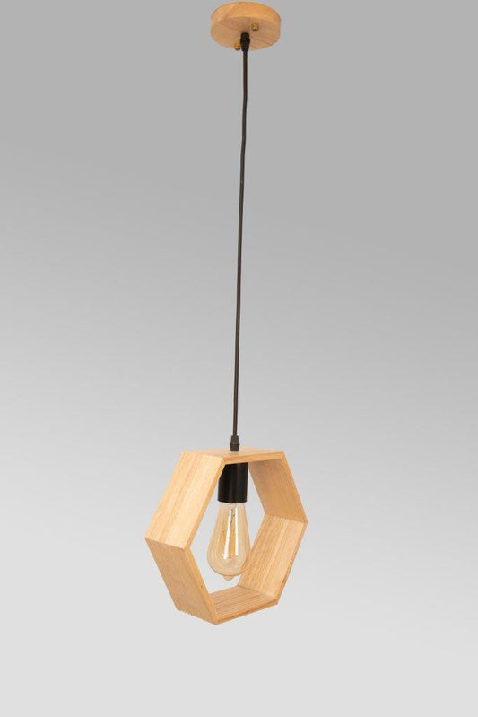 Honeycomb wooden pendant 1 lamp