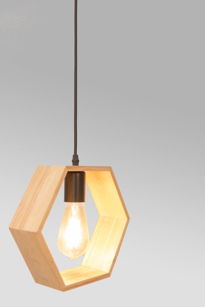 Honeycomb wooden pendant 1 lamp