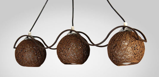 Wavy Strings Brown Pendant - 3 lamps