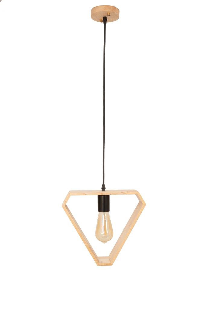 Triangled Wooden Pendant - 1 Lamp